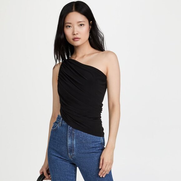 Norma Kamali Diana One Shoulder Draped Ruched Crop Top Womens XS Cocktail - Picture 3 of 11